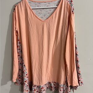 Floral Peach Long Sleeve Women's Top